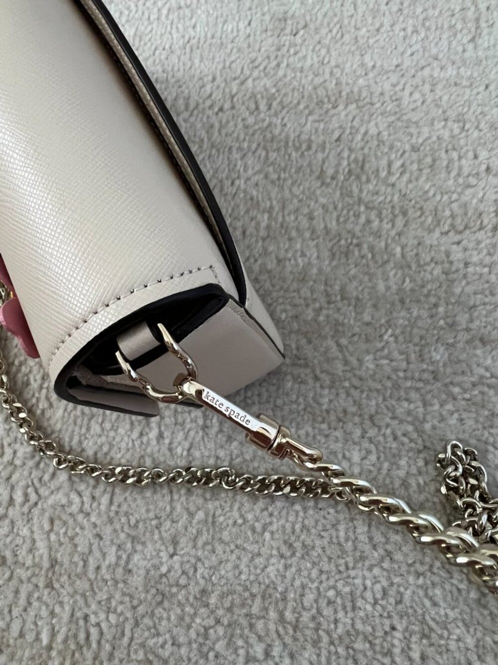 Kate Spade Petal Flap Chain Wallet Crossbody Bag Floral Applique Beige Cream - Picture 9 of 13